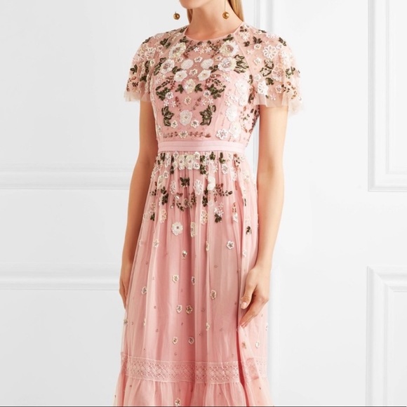 Needle & Thread Pink embellished tulle gown - Picture 1 of 8